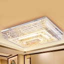 Rectangle Living Room Ceiling Fixture Modern Crystal Orb LED Chrome Flush Mount Lamp