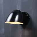 Dome Bedside Wall Sconce Lighting Antiqued Metal 1-Head Black Finish Wall Mounted Lamp