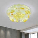 Amber Crystal Fish and Flower Flushmount Simplicity LED Corridor Flush Ceiling Light
