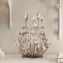 Floral Crystal Small Night Stand Light Retro 1 Head Living Room Table Lighting in Gold/Silver