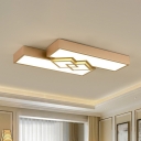 Modernist Rectangle Ceiling Flush Metal Living Room LED Flushmount Light in Gold, 30