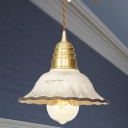 Ceramics Scalloped Hanging Lighting Industrial 1 Light Clothes Shop Pendant Lamp Fixture in Gold