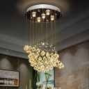 Crystal Ball Chrome Flush Mount Lamp Cascading LED Modern Close to Ceiling Lighting Fixture