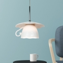 Ceramics Coffee Cup Hanging Lighting Nordic 1-Light LED Ceiling Pendant Lamp in White