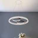 3-Halo Ring Ceiling Chandelier Simple Acrylic LED White Suspended Pendant Light in White/Warm Light