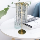 Tassel Crystal Stand Table Light Modernist 1 Head Bedroom Night Lamp in Gold with Flower Design