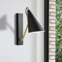 Metal Cone Wall Mount Lighting Modern 1 Head Wall Lamp Fixture in White/Black for Bedside