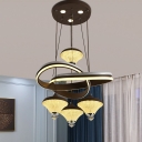 Coffee Urn Shaped Multi Light Pendant Modernist 4 Heads Acrylic Ceiling Suspension Lamp with Twisting Deco