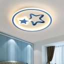 Cartoon Star Flush Mount Fixture Acrylic LED Living Room Ceiling Mounted Light in White/Pink/Blue for Living Room