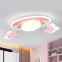 Cloud Shaped Acrylic Flush Mount Cartoon LED Pink Flush Ceiling Light Fixture for Bedroom