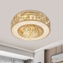 Simple Circular Flush Mount Spotlight Beveled K9 Crystal LED Ceiling Light Fixture in Gold
