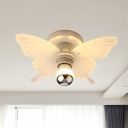 Butterfly Acrylic Semi Flush Light Fixture Nordic 1 Head White Ceiling Mounted Lamp in White/Warm Light