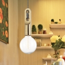 Bulb Shape Pendant Light Vintage Clear Glass 1 Light Gold Ceiling Suspension Lamp with Hanging Rope