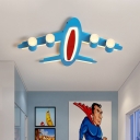 Aircraft Bedroom Flush Mount Light Acrylic LED Kids Style Ceiling Fixture in Blue