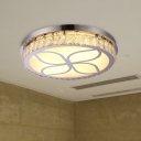 Chrome LED Ceiling Mount Lighting Modernism Cut Crystal Block Round Flushmount Lamp
