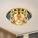 LED Halo Ceiling Flush Mount Modernism Chrome Beveled K9 Crystal Flush Light Fixture