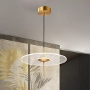 Clear Glass Disk Suspension Light Minimalist LED Ceiling Pendant Lamp for Restaurant