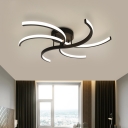 Acrylic Swirl Semi Flush Mount Lighting Modern Black LED Ceiling Mounted Fixture for Bedroom, 16