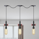 3/5/7 Bulbs Multi Light Chandelier Vintage Capsule Amber Glass LED Tandem Hanging Pendant Lamp in Black