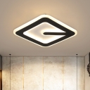 Rhombus Flushmount Lighting Simple Acrylic LED Hallway Ceiling Mounted Fixture in Black, White/Warm Light