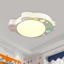 Contemporary LED Flushmount White Turbot Ceiling Mounted Fixture with Acrylic Shade for Bedroom in Warm/White Light