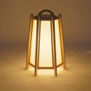 Japanese 1 Head Night Lamp Beige Hexagonal Pyramid Table Light with Wood Lamp Shade
