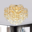 Blossom Living Room Flushmount Contemporary Inlaid Crystal Orb Gold LED Surface Ceiling Lamp, 16