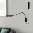 2 Lights Multi-Joint Folding Wall Lamp Modern Black Metal Sconce Lighting Fixture for Living Room