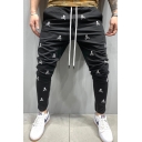 All over Skull Printed Drawstring Waist Ankle Trendy Pencil Pants for Boys