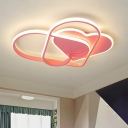 Twisting Loving Heart Flush Mount Contemporary Acrylic Pink LED Ceiling Fixture for Bedroom