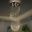 6-Head Crystal Ball Ceiling Flush Simple Chrome Spiral Living Room Flush Mount Lamp