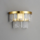 Brass Finish 2-Tiered Wall Light Sconce Modern LED Crystal Wall Lamp Fixture for Corridor