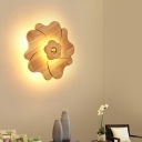 Contemporary Flower Sconce Lighting Wood 4 Lights Bedside LED Wall Mounted Lamp Fixture