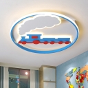 Blue Train Ceiling Flush Mount Modernist Acrylic LED Flush Mount Lamp with Ring in Warm/White Light