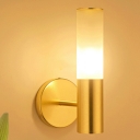 Tube Wall Reading Light Postmodernism Opal Matte Glass 1 Bulb Living Room Wall Sconce in Gold