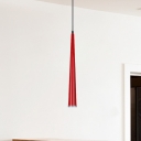 Tapered Restaurant Suspension Lamp Metal 1 Light Modernist Ceiling Hang Fixture in Grey/White/Red