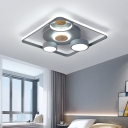 Grey Square Frame Flush Lighting Minimalist LED Acrylic Flush Mount Ceiling Lamp for Bedroom