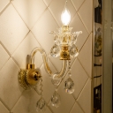 Clear Crystal Glass Gold Sconce Candlestick 1/2-Head Contemporary Wall Light Fixture