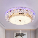 Clear Crystal Loop Ceiling Flush LED Bedroom Flush Light Fixture with Blossom Design