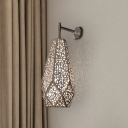 Stainless Steel Diamond Sconce Lighting Modern 1 Light Chrome Finish Wall Lamp with Hollow-Out Design