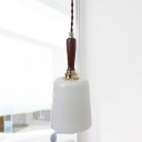 Brown Bell Suspension Light Vintage 1 Bulb Milk White Glass Ceiling Pendant Lamp