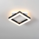 Square Flush Mount Lighting Fixture Modernist Acrylic Black and White LED Ceiling Mount for Bedroom in Warm/White Light