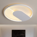 White Round Ceiling Mounted Fixture Modern LED Acrylic Flushmount Lighting in Warm/White Light, 18