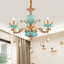 Candelabra Restaurant Chandelier Lamp Modern Amber Crystal 3/6 Lights Gold Hanging Light