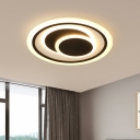 3 Rings LED Flush Mount Lighting Fixture Contemporary Acrylic Black Ceiling Mount for Bedroom, 16.5