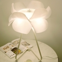 Flower Shape Night Table Light Contemporary Acrylic 1 Light White Night Lamp with Frame Base