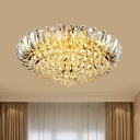 Rain Living Room Ceiling Lamp Modern Faceted Crystal Ball LED Gold Flush Light Fixture