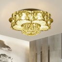 Simplicity Blossom Ceiling Lighting LED Faceted Crystal Flush Mount Spotlight in Gold