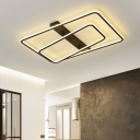 Dual Rectangular Frame LED Flush Mount Modernist Acrylic Black Ceiling Mounted Fixture in Warm/White Light