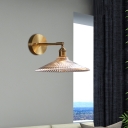 Scalloped Clear Glass Wall Lighting Minimalist 1-Bulb Brass Finish Sconce Lamp Fixture